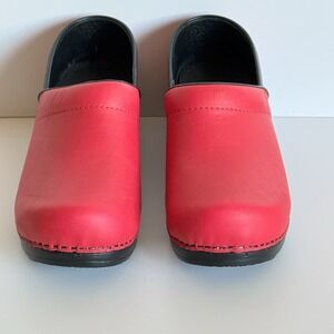 Sanita Original Danish Clogs Hot Pink Leather Slip On Shoes EU 38 US 7.5-8